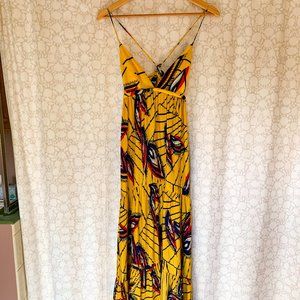 BA&SH WEAVE MAXI DRESS, Yellow Multi, Size 0